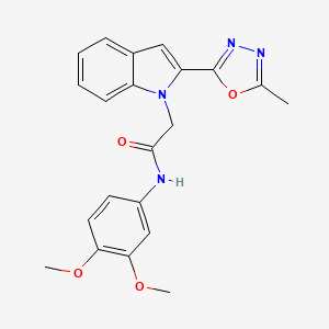 molecular formula C21H20N4O4 B2939530 N-(3,4-二甲氧基苯基)-2-(2-(5-甲基-1,3,4-恶二唑-2-基)-1H-吲哚-1-基)乙酰胺 CAS No. 923243-52-1