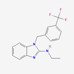 molecular formula C17H16F3N3 B2939532 N-ethyl-1-[3-(trifluoromethyl)benzyl]-1H-1,3-benzimidazol-2-amine CAS No. 866131-98-8