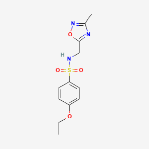 molecular formula C12H15N3O4S B2939533 4-ethoxy-N-((3-methyl-1,2,4-oxadiazol-5-yl)methyl)benzenesulfonamide CAS No. 1234810-12-8