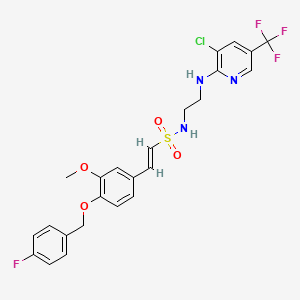 molecular formula C24H22ClF4N3O4S B2939534 (E)-N-[2-[[3-chloro-5-(trifluoromethyl)pyridin-2-yl]amino]ethyl]-2-[4-[(4-fluorophenyl)methoxy]-3-methoxyphenyl]ethenesulfonamide CAS No. 339105-39-4