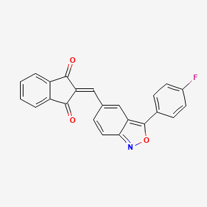 molecular formula C23H12FNO3 B2939543 2-{[3-(4-fluorophenyl)-2,1-benzisoxazol-5-yl]methylene}-1H-indene-1,3(2H)-dione CAS No. 685107-61-3