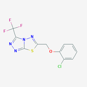 molecular formula C11H6ClF3N4OS B293955 6-[(2-Chlorophenoxy)methyl]-3-(trifluoromethyl)[1,2,4]triazolo[3,4-b][1,3,4]thiadiazole 