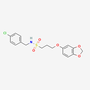 molecular formula C17H18ClNO5S B2939555 3-(benzo[d][1,3]dioxol-5-yloxy)-N-(4-chlorobenzyl)propane-1-sulfonamide CAS No. 946213-72-5
