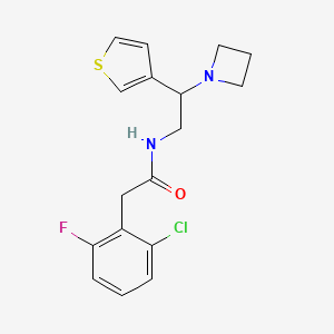 molecular formula C17H18ClFN2OS B2939557 N-(2-(氮杂环丁烷-1-基)-2-(噻吩-3-基)乙基)-2-(2-氯-6-氟苯基)乙酰胺 CAS No. 2034456-81-8