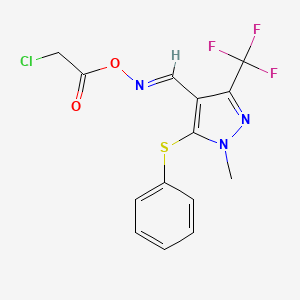 (E)-{[1-methyl-5-(phenylsulfanyl)-3-(trifluoromethyl)-1H-pyrazol-4-yl]methylidene}amino 2-chloroacetate