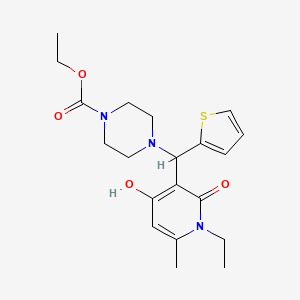 Ethyl 4-((1-ethyl-4-hydroxy-6-methyl-2-oxo-1,2-dihydropyridin-3-yl)(thiophen-2-yl)methyl)piperazine-1-carboxylate