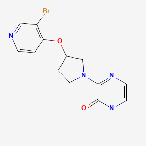 molecular formula C14H15BrN4O2 B2939568 3-[3-(3-Bromopyridin-4-yl)oxypyrrolidin-1-yl]-1-methylpyrazin-2-one CAS No. 2415520-70-4