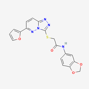 molecular formula C18H13N5O4S B2939586 N-1,3-benzodioxol-5-yl-2-{[6-(2-furyl)[1,2,4]triazolo[4,3-b]pyridazin-3-yl]thio}acetamide CAS No. 891098-45-6