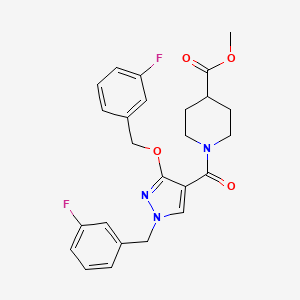 methyl 1-(1-(3-fluorobenzyl)-3-((3-fluorobenzyl)oxy)-1H-pyrazole-4-carbonyl)piperidine-4-carboxylate