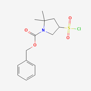 molecular formula C14H18ClNO4S B2939591 Benzyl 4-chlorosulfonyl-2,2-dimethylpyrrolidine-1-carboxylate CAS No. 2402829-57-4