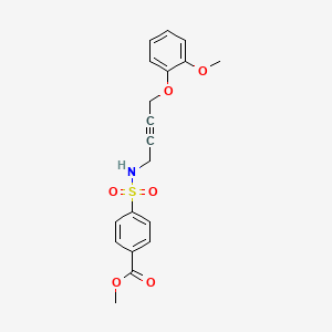 molecular formula C19H19NO6S B2939594 methyl 4-(N-(4-(2-methoxyphenoxy)but-2-yn-1-yl)sulfamoyl)benzoate CAS No. 1428364-45-7