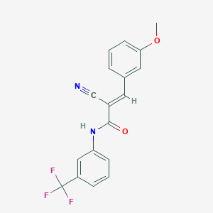 molecular formula C18H13F3N2O2 B2939625 (2E)-2-氰基-3-(3-甲氧基苯基)-N-[3-(三氟甲基)苯基]丙烯酰胺 CAS No. 891559-96-9