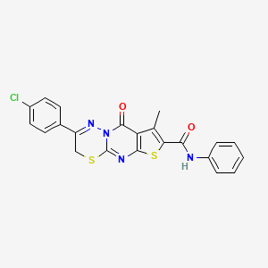 12-(4-chlorophenyl)-4-methyl-2-oxo-N-phenyl-6,10-dithia-1,8,13-triazatricyclo[7.4.0.03,7]trideca-3(7),4,8,12-tetraene-5-carboxamide