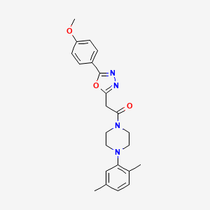 molecular formula C23H26N4O3 B2939634 1-(4-(2,5-二甲苯基)哌嗪-1-基)-2-(5-(4-甲氧基苯基)-1,3,4-恶二唑-2-基)乙酮 CAS No. 1251673-06-9