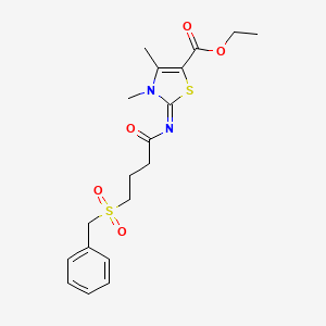 (E)-ethyl 2-((4-(benzylsulfonyl)butanoyl)imino)-3,4-dimethyl-2,3-dihydrothiazole-5-carboxylate