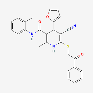 5-cyano-4-(furan-2-yl)-2-methyl-6-((2-oxo-2-phenylethyl)thio)-N-(o-tolyl)-1,4-dihydropyridine-3-carboxamide