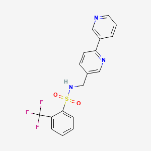 molecular formula C18H14F3N3O2S B2939665 N-([2,3'-联吡啶]-5-基甲基)-2-(三氟甲基)苯磺酰胺 CAS No. 2034450-10-5