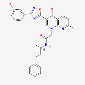 molecular formula C29H26FN5O3 B2939675 4-{[1-(3-chloro-4-fluorobenzoyl)piperidin-3-yl]methoxy}-N-isopropylbenzamide CAS No. 1029728-10-6