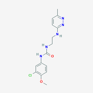 molecular formula C15H18ClN5O2 B2939677 1-(3-Chloro-4-methoxyphenyl)-3-(2-((6-methylpyridazin-3-yl)amino)ethyl)urea CAS No. 1172014-58-2