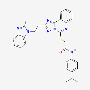 molecular formula C30H29N7OS B2939684 N-(4-isopropylphenyl)-2-({2-[2-(2-methyl-1H-benzimidazol-1-yl)ethyl][1,2,4]triazolo[1,5-c]quinazolin-5-yl}thio)acetamide CAS No. 896699-86-8