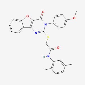 molecular formula C27H23N3O4S B2939703 N-(2,5-dimethylphenyl)-2-((3-(4-methoxyphenyl)-4-oxo-3,4-dihydrobenzofuro[3,2-d]pyrimidin-2-yl)thio)acetamide CAS No. 866896-99-3