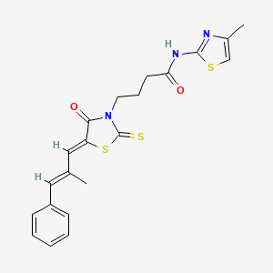 4-((Z)-5-((E)-2-methyl-3-phenylallylidene)-4-oxo-2-thioxothiazolidin-3-yl)-N-(4-methylthiazol-2-yl)butanamide