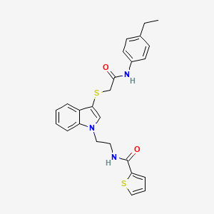 N-(2-(3-((2-((4-ethylphenyl)amino)-2-oxoethyl)thio)-1H-indol-1-yl)ethyl)thiophene-2-carboxamide
