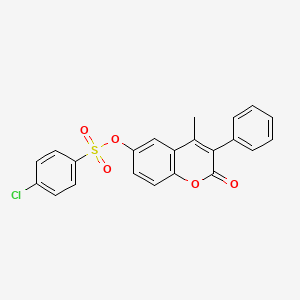 4-methyl-2-oxo-3-phenyl-2H-chromen-6-yl 4-chlorobenzenesulfonate