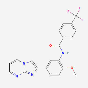 molecular formula C21H15F3N4O2 B2939747 N-(5-imidazo[1,2-a]pyrimidin-2-yl-2-methoxyphenyl)-4-(trifluoromethyl)benzamide CAS No. 862810-92-2