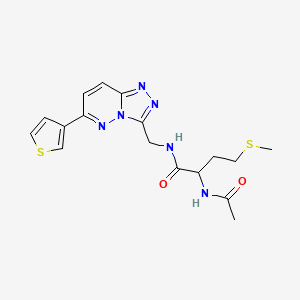 molecular formula C17H20N6O2S2 B2939763 2-acetamido-4-(methylthio)-N-((6-(thiophen-3-yl)-[1,2,4]triazolo[4,3-b]pyridazin-3-yl)methyl)butanamide CAS No. 1902943-38-7