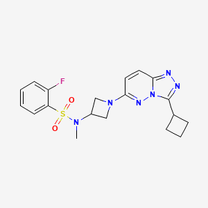 molecular formula C19H21FN6O2S B2939768 N-(1-(3-cyclobutyl-[1,2,4]triazolo[4,3-b]pyridazin-6-yl)azetidin-3-yl)-2-fluoro-N-methylbenzenesulfonamide CAS No. 2309747-30-4