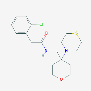 2-(2-Chlorophenyl)-N-[(4-thiomorpholin-4-yloxan-4-yl)methyl]acetamide