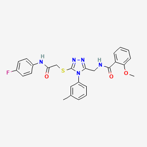 N-((5-((2-((4-fluorophenyl)amino)-2-oxoethyl)thio)-4-(m-tolyl)-4H-1,2,4-triazol-3-yl)methyl)-2-methoxybenzamide