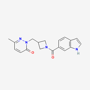 molecular formula C18H18N4O2 B2939787 2-{[1-(1H-indole-6-carbonyl)azetidin-3-yl]methyl}-6-methyl-2,3-dihydropyridazin-3-one CAS No. 2198793-07-4