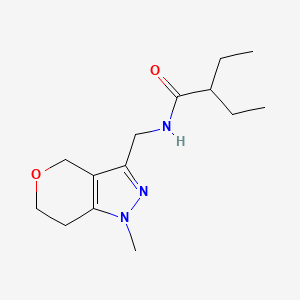 2-ethyl-N-((1-methyl-1,4,6,7-tetrahydropyrano[4,3-c]pyrazol-3-yl)methyl)butanamide