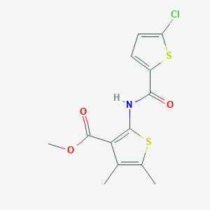 molecular formula C13H12ClNO3S2 B2939800 Methyl 2-(5-chlorothiophene-2-carboxamido)-4,5-dimethylthiophene-3-carboxylate CAS No. 717857-94-8