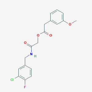 molecular formula C18H17ClFNO4 B2939814 2-[(3-Chloro-4-fluorobenzyl)amino]-2-oxoethyl (3-methoxyphenyl)acetate CAS No. 1351835-92-1