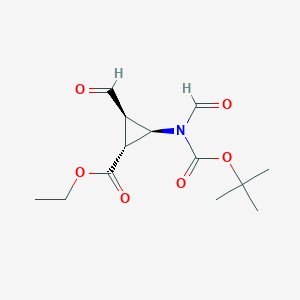 molecular formula C13H19NO6 B2939820 Ethyl (1R,2R,3R)-2-formyl-3-[formyl-[(2-methylpropan-2-yl)oxycarbonyl]amino]cyclopropane-1-carboxylate CAS No. 2343964-46-3