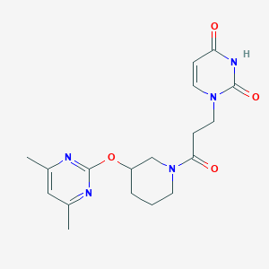 molecular formula C18H23N5O4 B2939821 1-(3-(3-((4,6-dimethylpyrimidin-2-yl)oxy)piperidin-1-yl)-3-oxopropyl)pyrimidine-2,4(1H,3H)-dione CAS No. 2097922-83-1