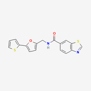 molecular formula C17H12N2O2S2 B2939825 N-((5-(thiophen-2-yl)furan-2-yl)methyl)benzo[d]thiazole-6-carboxamide CAS No. 2034592-31-7