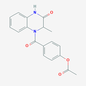 molecular formula C18H16N2O4 B2939827 4-{[2-methyl-3-oxo-3,4-dihydro-1(2H)-quinoxalinyl]carbonyl}phenyl acetate CAS No. 1009336-03-1