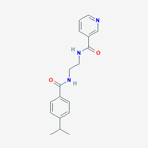 molecular formula C18H21N3O2 B293985 N-{2-[(4-isopropylbenzoyl)amino]ethyl}nicotinamide 