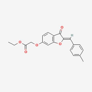molecular formula C20H18O5 B2939850 (Z)-ethyl 2-((2-(4-methylbenzylidene)-3-oxo-2,3-dihydrobenzofuran-6-yl)oxy)acetate CAS No. 623117-52-2