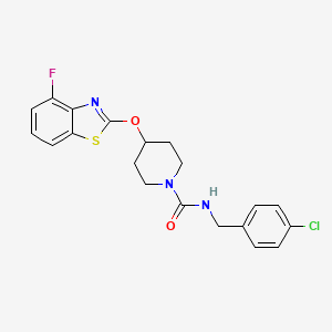 molecular formula C20H19ClFN3O2S B2939860 N-(4-chlorobenzyl)-4-((4-fluorobenzo[d]thiazol-2-yl)oxy)piperidine-1-carboxamide CAS No. 1286710-26-6