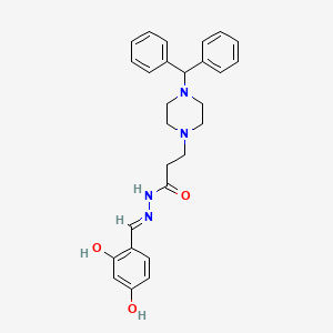 molecular formula C27H30N4O3 B2939863 (E)-3-(4-二苯甲基哌嗪-1-基)-N'-(2,4-二羟基苄亚基)丙烷酰肼 CAS No. 398997-87-0