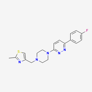 molecular formula C19H20FN5S B2939864 4-[[4-[6-(4-Fluorophenyl)pyridazin-3-yl]piperazin-1-yl]methyl]-2-methyl-1,3-thiazole CAS No. 2380168-70-5