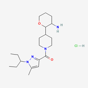 [4-(3-Aminooxan-2-yl)piperidin-1-yl]-(5-methyl-1-pentan-3-ylpyrazol-3-yl)methanone;hydrochloride