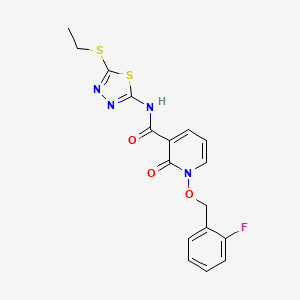 molecular formula C17H15FN4O3S2 B2939885 N-(5-乙基硫烷基-1,3,4-噻二唑-2-基)-1-[(2-氟苯基)甲氧基]-2-氧代吡啶-3-甲酰胺 CAS No. 868679-27-0