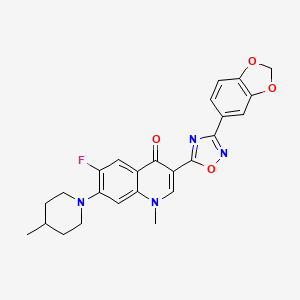 molecular formula C25H23FN4O4 B2939906 3-[3-(2H-1,3-benzodioxol-5-yl)-1,2,4-oxadiazol-5-yl]-6-fluoro-1-methyl-7-(4-methylpiperidin-1-yl)-1,4-dihydroquinolin-4-one CAS No. 1111044-80-4