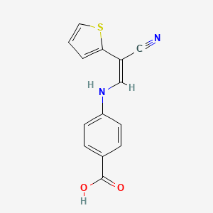 molecular formula C14H10N2O2S B2939907 4-{[2-氰基-2-(2-噻吩基)乙烯基]氨基}苯甲酸 CAS No. 477851-38-0